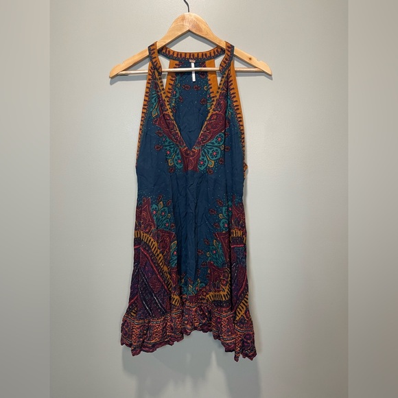 Free People Backless Dress - Deep Blue and Rich Brown - Picture 2 of 6